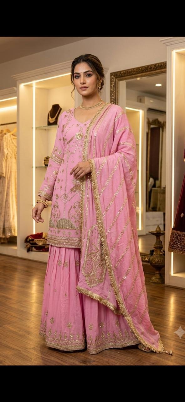 Blush Pink Gota Sharara Suit
