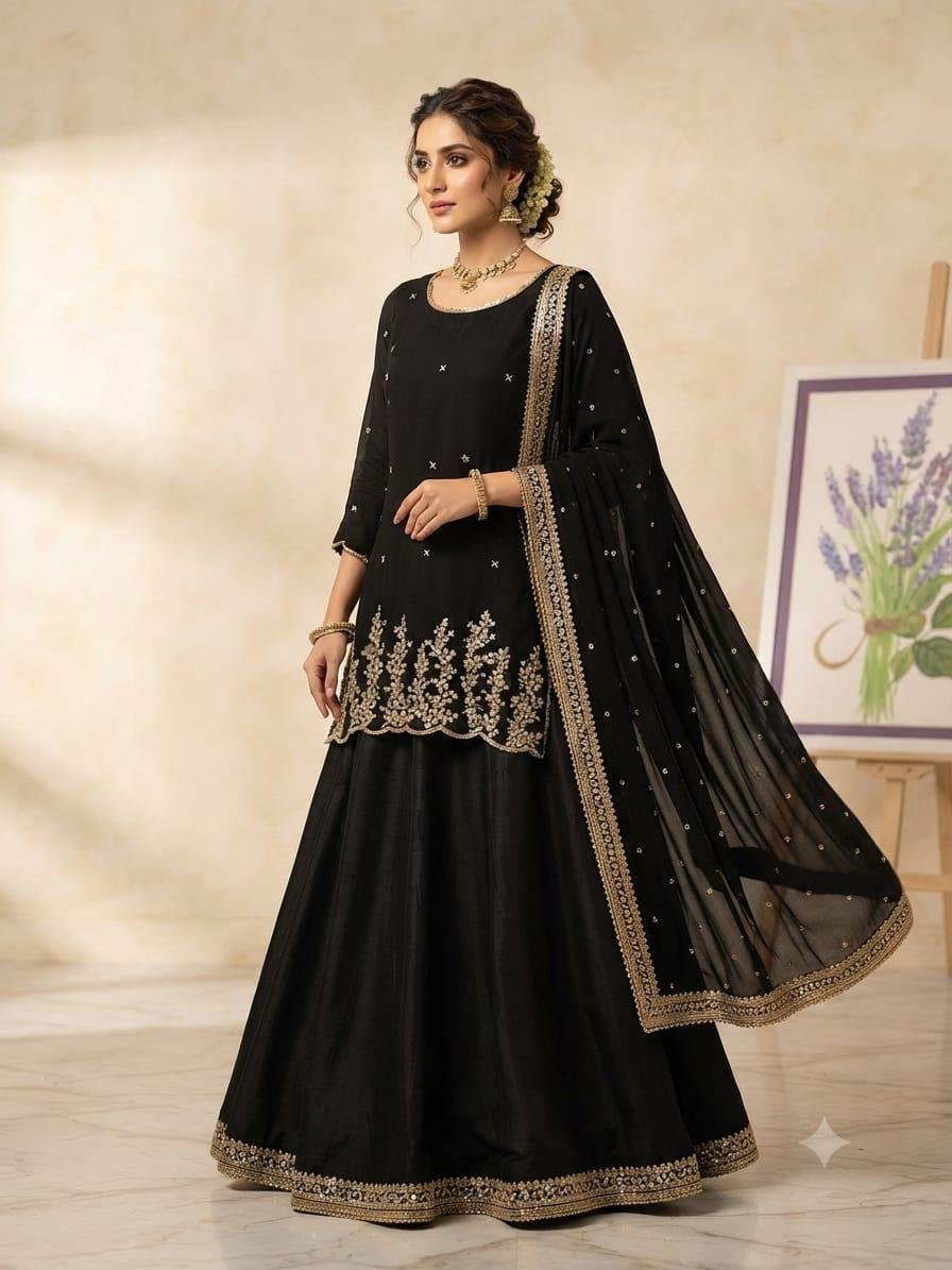 Noir Sequin Peplum Gown