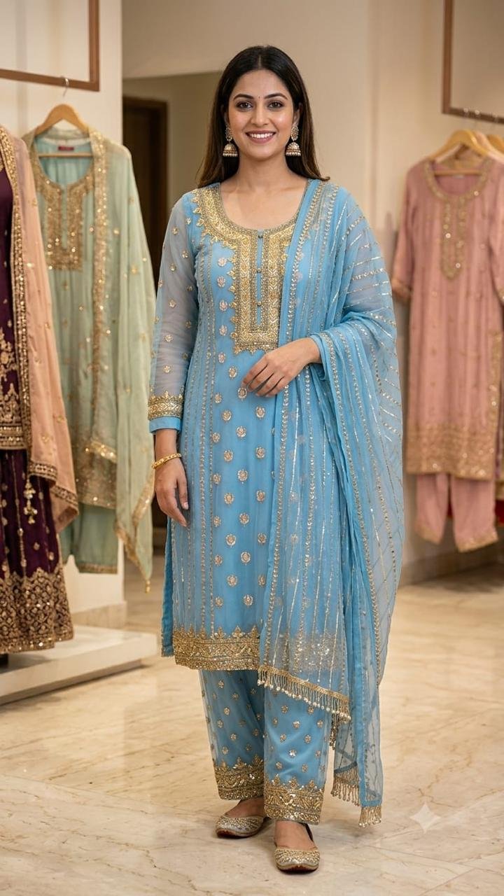 Cornflower Blue Sequin Suit