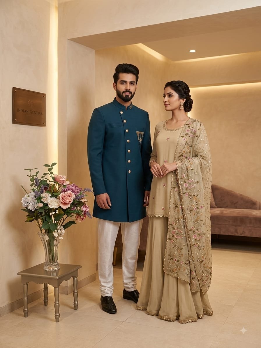 Golden Sand Floral Sharara Suit