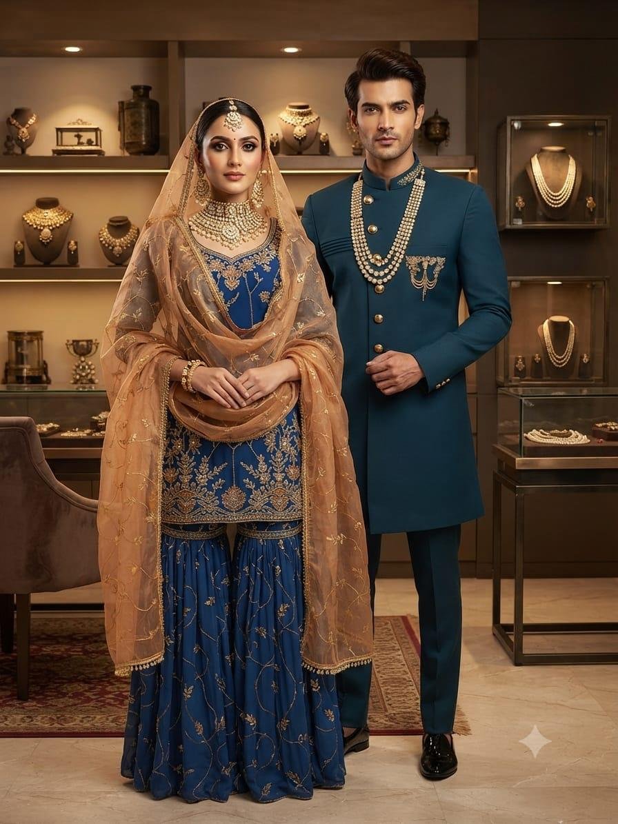 Regal Teal Bandhgala Suit