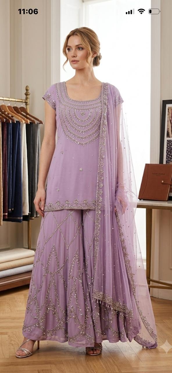 Lilac Cascade Sharara Suit